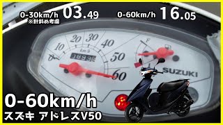 スズキ アドレスV50  0-60km/h 加速【原付】