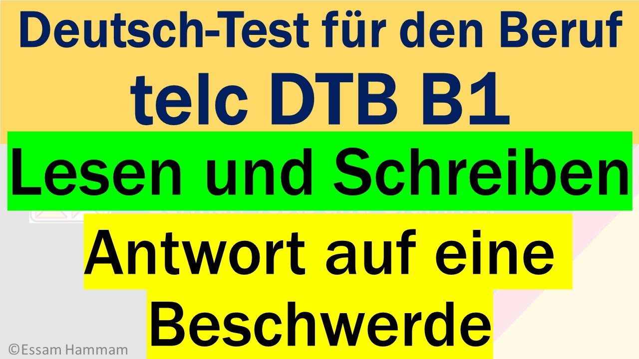 DTB B1 | Deutsch-Test Für Den Beruf B1| Lesen Und Schreiben | Eine E ...