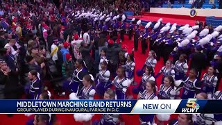 Middletown marching band returns from playing in inauguration parade