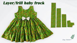 Layer Frill Baby Frock Cutting and Stitching, Layer Baby Frock Cutting