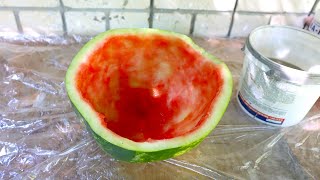 I took a watermelon and immediately filled it with cement. I'll show you what a beauty