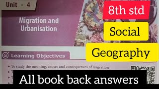 8th social geography unit 4 migration and urbanisation All book back answers #migrationurbanisation