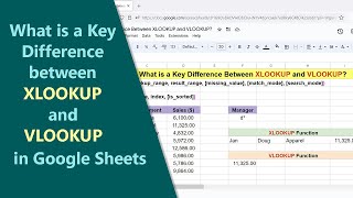 Google Sheets | XLOOKUP | VLOOKUP | Function | A Key Difference | Example | Spreadsheet | Tutorial