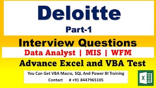 Deloitte MIS and Data Analyst Excel Interview Question | MIS Interview Question | Data Analyst Inter