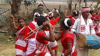 RADHAKRISHNA LATHI KHEL PERFORMED DURING HOLI  BY ADIVASHI BOYS AND GIRLS IN ASSAM. A SYMBOLIC DANCE