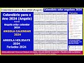 Calendário para o Ano 2024 Angola|Calendário Angola 2024| Calendar 2024 Angola