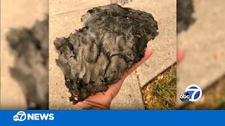 Large chunks of ash fall from Northern California wildfire