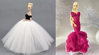 DIY Stunning Barbie Dresses |Barbie doll Hacks and Crafts | Doll dress making | Mini Dress | Fashion