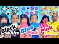 Random double color food Mukbang ASMR(black white🐼•blue pink🧬•pink yellow💝)