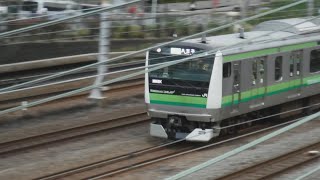 横浜線各駅停車八王子行きE233系1641Kと湘南新宿ライン普通逗子行きE231系2543Y+E233系、根岸線各駅停車桜木町行きE233系4542Kが走行！【JR横浜駅〜JR東神奈川駅間の青木橋】