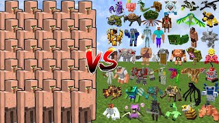 VILLAGER GOLEM ARMY vs ALL MINECRAFT BOSS MOBS