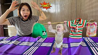 Mom surprised when Baby Monkey asked Mom change diaper!