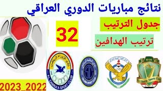 ترتيب الدوري العراقي 2023 وترتيب الهدافين ونتائج مباريات اليوم السبت 3-6-2023 من الجولة 32