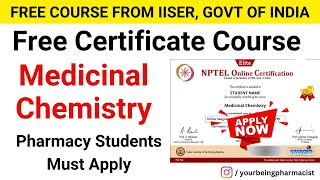 Free Course for Pharmacy Students with Certificate | Free Pharmacy Certificate Course | NPTEL Course