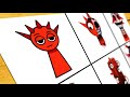 Drawing Red (Raddy Sprunki) from Phase #1 to phase #6 | Incredibox Sprunki HORROR GAME!