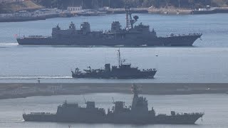 護衛艦「はるさめ」・掃海艇「たかしま」・護衛艦「あさひ」入港❗️