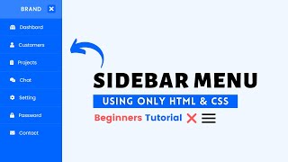 Sidebar Menu Using Only HTML And CSS | Sidebar Design - CSS