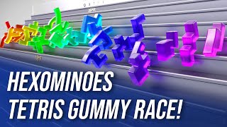 Hexominoes Tetris Gummy Race Softbody Simulation ASMR