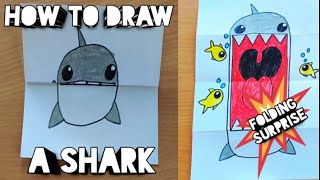 How to draw a shark folding surprise #shorts# kids# drawing#puppet