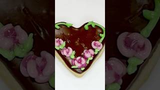 Chocolate-coated Valentine Heart Cookies#heart #valentinesdayheart #cookiedecorating #chocolate