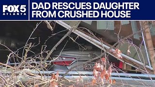 Dad fights to rescue daughter from fallen tree on house | FOX 5 News