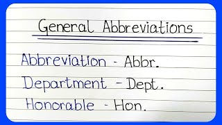 Abbreviations in English | abbreviations everyone should know | Important Abbreviations