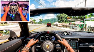 Porsche 911 Speedster - Cockpit View (Realistic Driving) - Forza Horizon 5 | Steering Wheel Gameplay