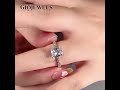 GLWE0177-Glojewels Half-eternity 4-claw White Sapphire Radiant Cut Silver Ring