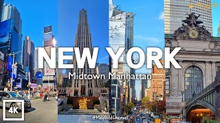 [4K] New York City Walking Tour with Captions🗽 Iconic attractions in Midtown with city ambiance