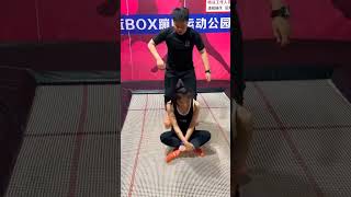 Blue box trampoline sports park challenges