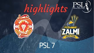 Peshawar zalmi vs islamabad united highlights