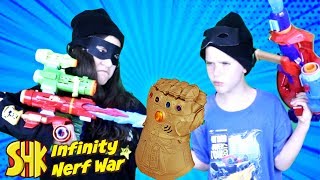 Infinity War Nerf: Infinity Gauntlet Battle! SuperHeroKids