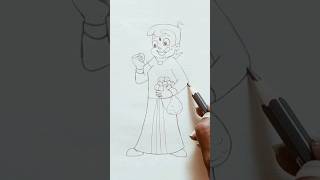 Chota Bheem Cartoon Drawing in 1 min 😁/chota bheem new cartoon drawing easy #chhotabheem #art #draw