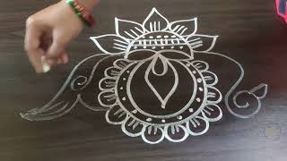 Beautiful Peacock rangoli design freehand | simple ,small and unique peacock rangoli | mayil kolam