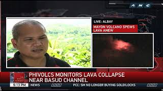 Phivolcs monitors lava collapse near Basud Channel