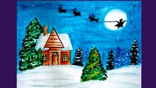 How To Draw Winter Scenery For Beginners Simple Drawing Of