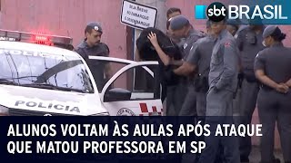 Alunos voltam às aulas após ataque que matou professora em SP | SBT Brasil (10/04/23)