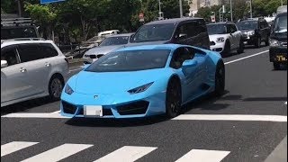 【都内】V10ブリッピング＆加速サウンド‼ ランボルギーニ ウラカン in東京 青山通り Lamborghini Huracán LP580-2