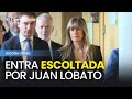 Begoña Gómez entra en la Asamblea de Madrid escoltada por Juan Lobato