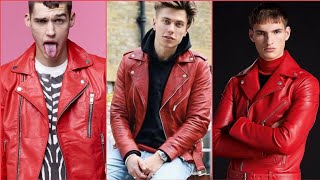 Trendy and amazing Red leather jackets outfits for boys, men's