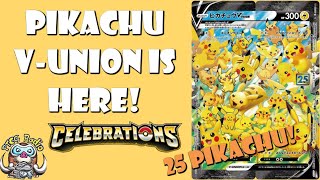 Pikachu V-Union Revealed! 25 Pikachu on 1 Card!? (Pokémon TCG News - Celebrations)