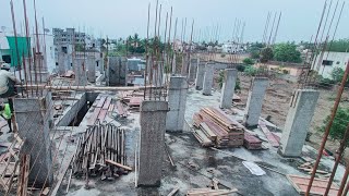 पहिल्या मजल्यावरील कॉलम बांधणे आणि काँक्रिट काम 🏗️🏡 || श्री स्वामी समर्थ कन्स्ट्रक्शन पंढरपूर