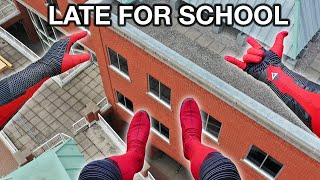 Spiderman Parkour POV - Late For School