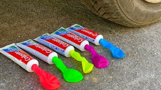 Experiment Car Vs Toothpaste and Balloons | Crushing crunchy & soft things by car | Test
