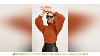 AMII Minimalism Sweaters Women 2022 Autumn New Fashion Solid Casual Mock Neck Loose Lantern Sleeve P