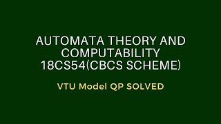 ATC |18CS54 | Module 1 |VTU |Model QP solved(CBCS Scheme)