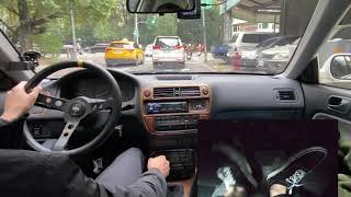POV Manual Car Commuting to Work with Pedal Cam | HONDA Civic