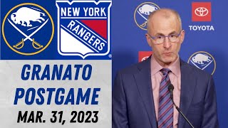Don Granato Postgame Interview vs New York Rangers (3/31/2023)