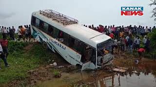 Passenger Bus Goes Off Track To Fall Sideway, 20 Injured In Khordha