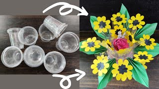 Best Out Of Waste Plastic Glass | Plastic Glass Craft Ideas Flower Vase | Reuse Plastic Glass | DIY